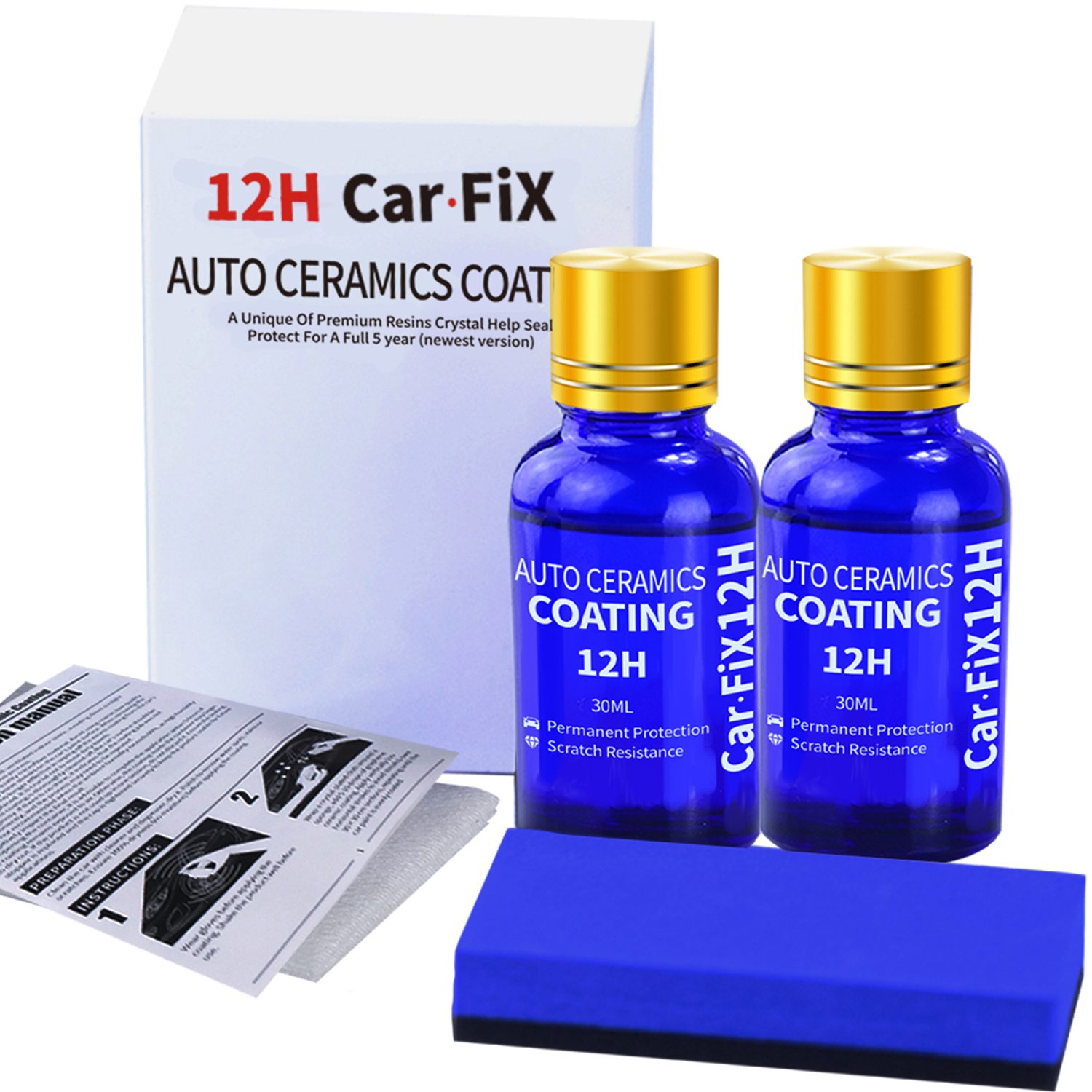 Car Wax Ceramic Coating - 2Pcs 12H Car Coating Polishing Wax