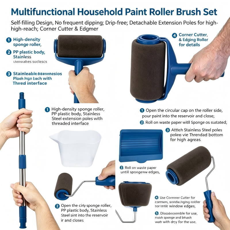 Ergonomic Paint Roller & Brush - Detailing Brush Set ulasan dan harga
